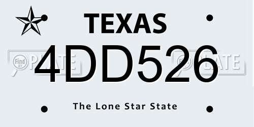 4DD526 Texas License Plate