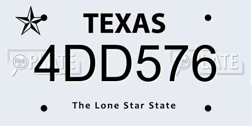4DD576 Texas License Plate