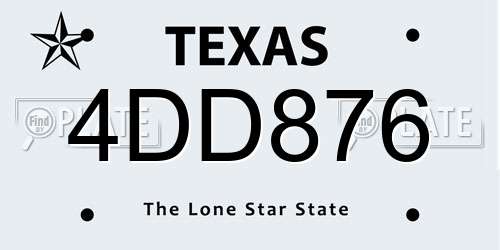 4DD876 Texas License Plate