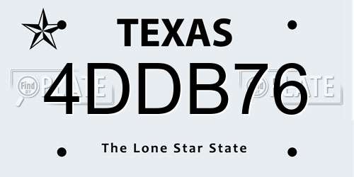 4DDB76 Texas License Plate