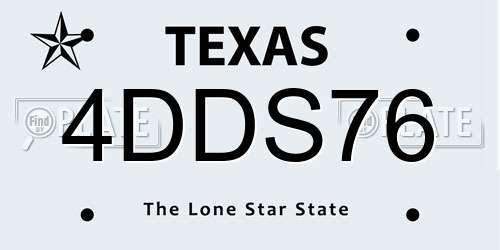 4DDS76 Texas License Plate