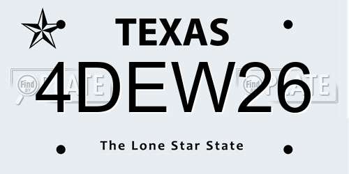 4DEW26 Texas License Plate