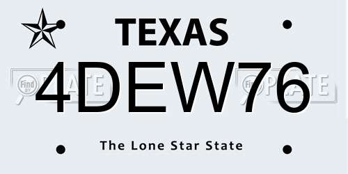 4DEW76 Texas License Plate