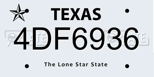 4DF6936 Texas License Plate