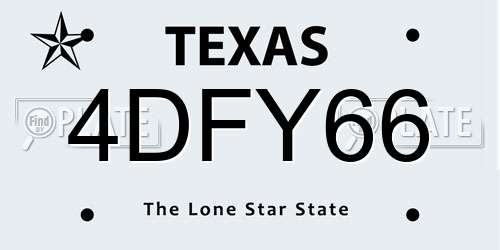 4DFY66 Texas License Plate