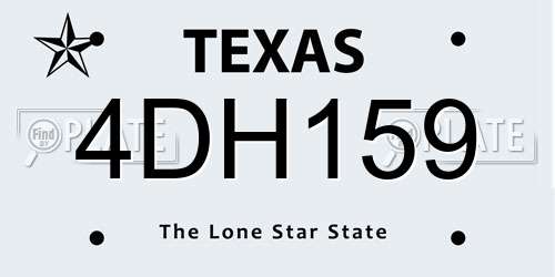 4DH159 Texas License Plate