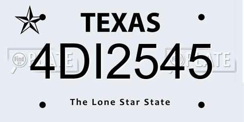 4DI2545 Texas License Plate