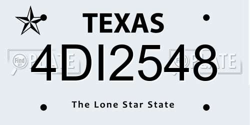 4DI2548 Texas License Plate