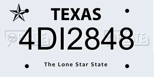 4DI2848 Texas License Plate