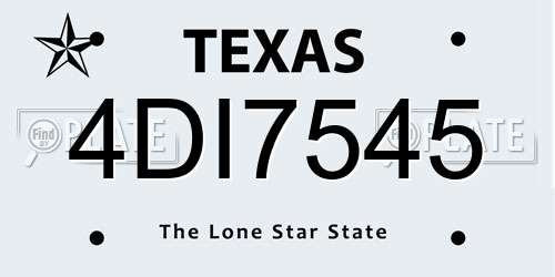 4DI7545 Texas License Plate