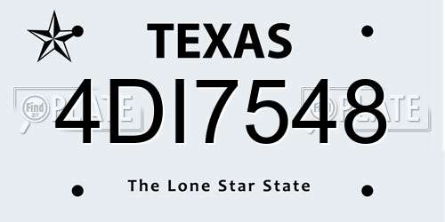 4DI7548 Texas License Plate