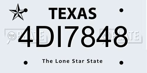 4DI7848 Texas License Plate