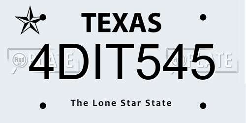 4DIT545 Texas License Plate