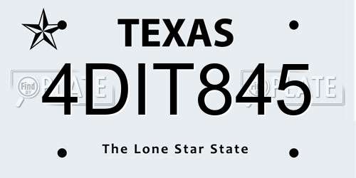 4DIT845 Texas License Plate