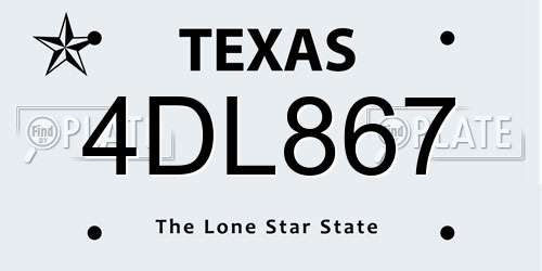 4DL867 Texas License Plate