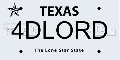 4DLORD Texas License Plate
