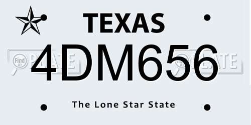 4DM656 Texas License Plate