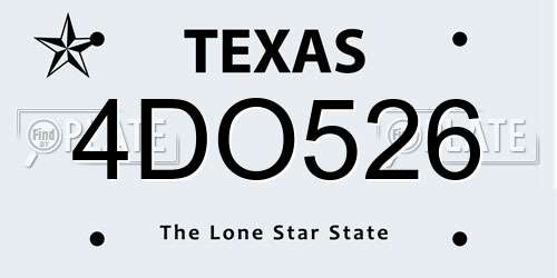 4DO526 Texas License Plate