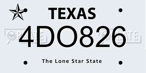4DO826 Texas License Plate