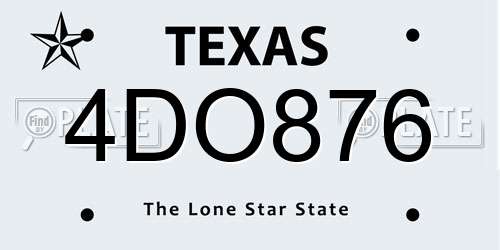 4DO876 Texas License Plate