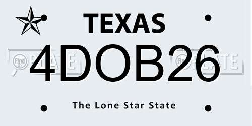 4DOB26 Texas License Plate