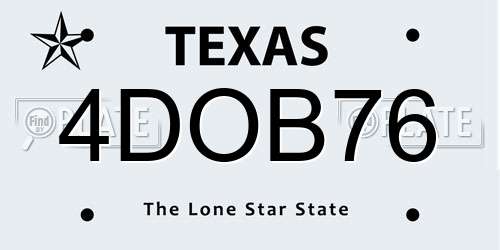 4DOB76 Texas License Plate