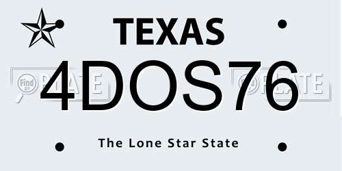 4DOS76 Texas License Plate