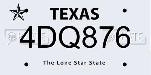 4DQ876 Texas License Plate