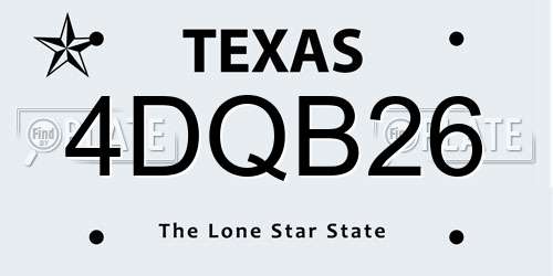 4DQB26 Texas License Plate