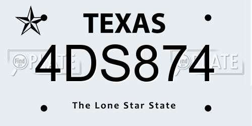 4DS874 Texas License Plate