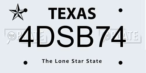 4DSB74 Texas License Plate