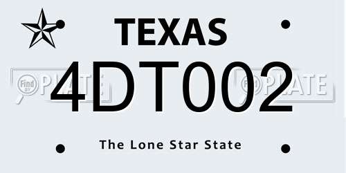 4DT002 Texas License Plate