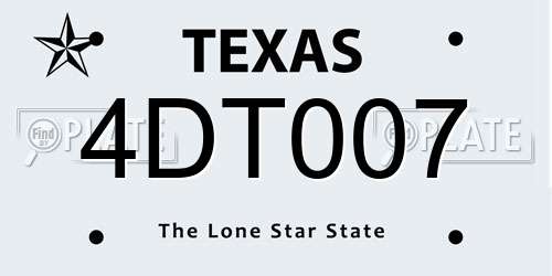 4DT007 Texas License Plate