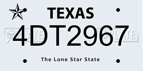 4DT2967 Texas License Plate