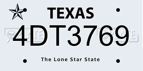 4DT3769 Texas License Plate