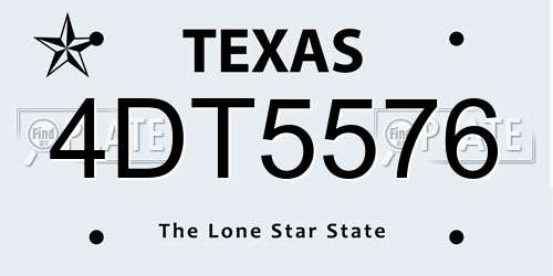 4DT5576 Texas License Plate