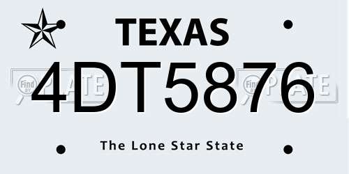 4DT5876 Texas License Plate