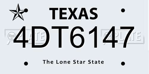 4DT6147 Texas License Plate