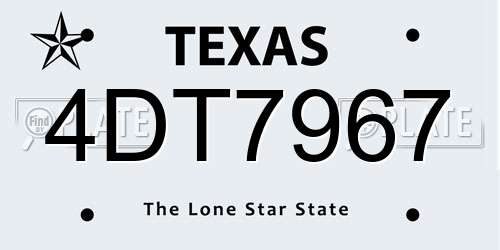 4DT7967 Texas License Plate