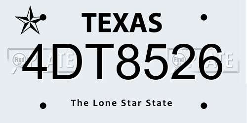 4DT8526 Texas License Plate