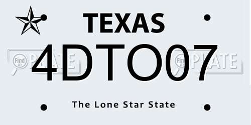 4DTO07 Texas License Plate