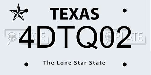 4DTQ02 Texas License Plate
