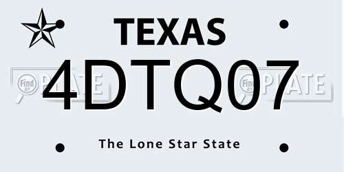 4DTQ07 Texas License Plate