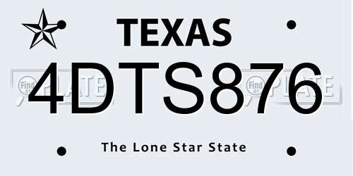 4DTS876 Texas License Plate