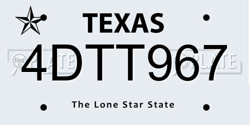 4DTT967 Texas License Plate