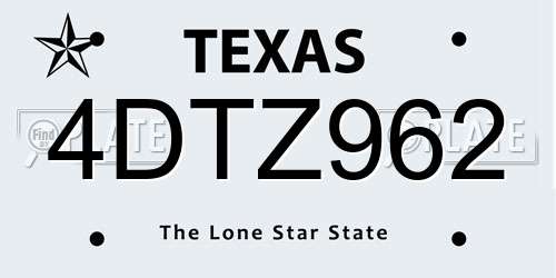 4DTZ962 Texas License Plate