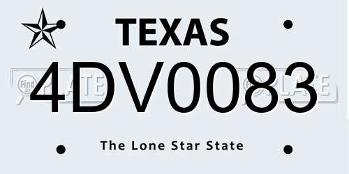 4DV0083 Texas License Plate