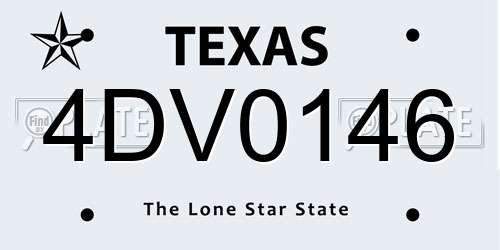 4DV0146 Texas License Plate