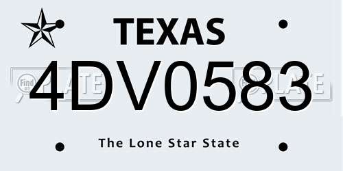 4DV0583 Texas License Plate