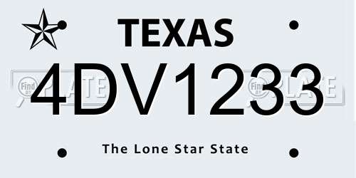 4DV1233 Texas License Plate